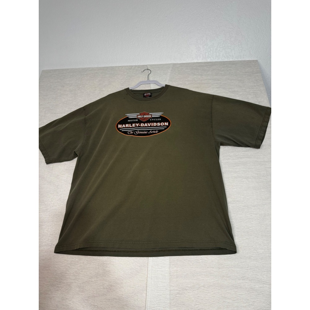 Harley Davidson Yankee Bristol CT T-Shirt Mens 3X Olive Green Graphic Tee Cotton